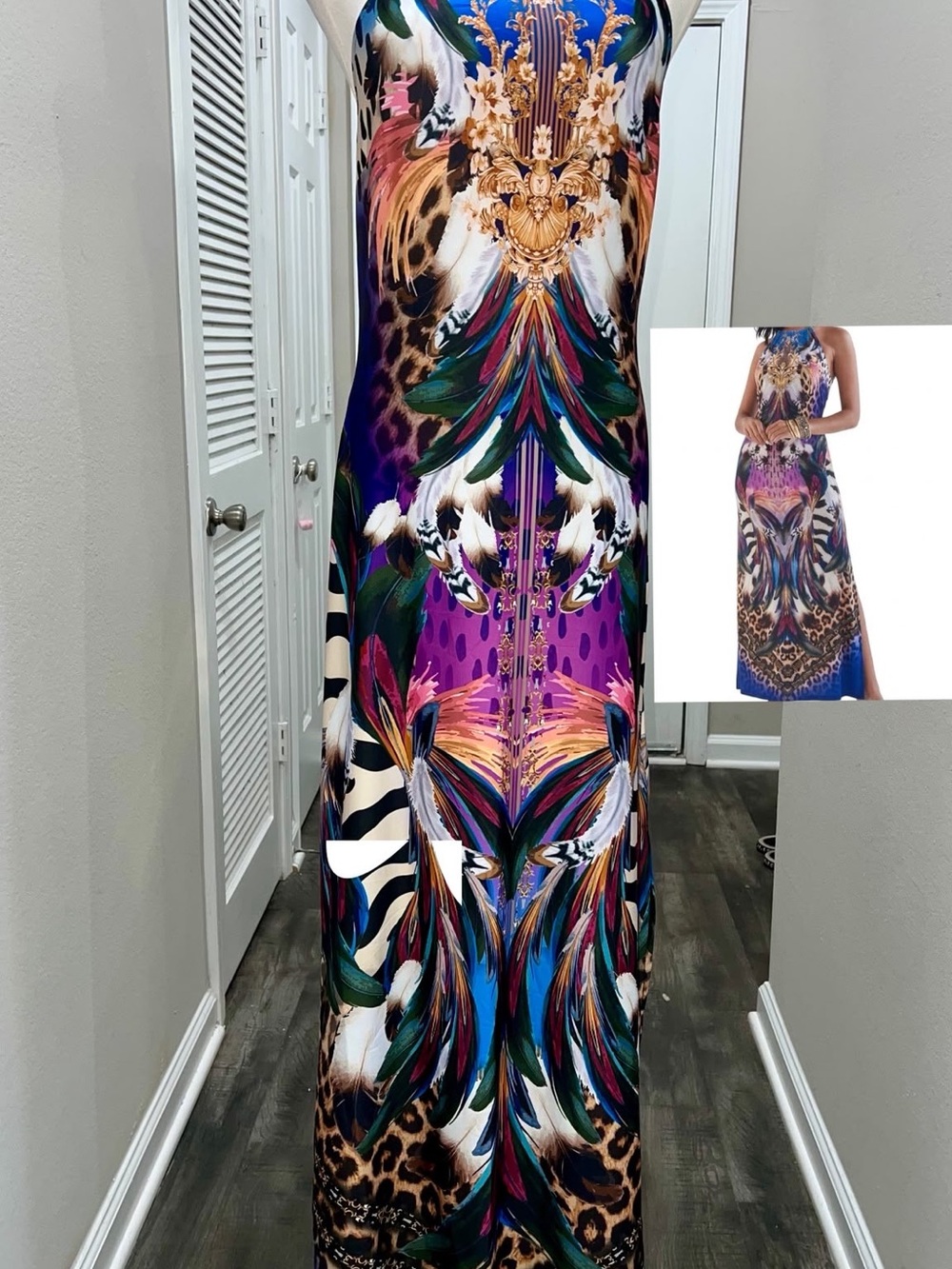 VENUS Purple Multicolor Halter Maxi Dress